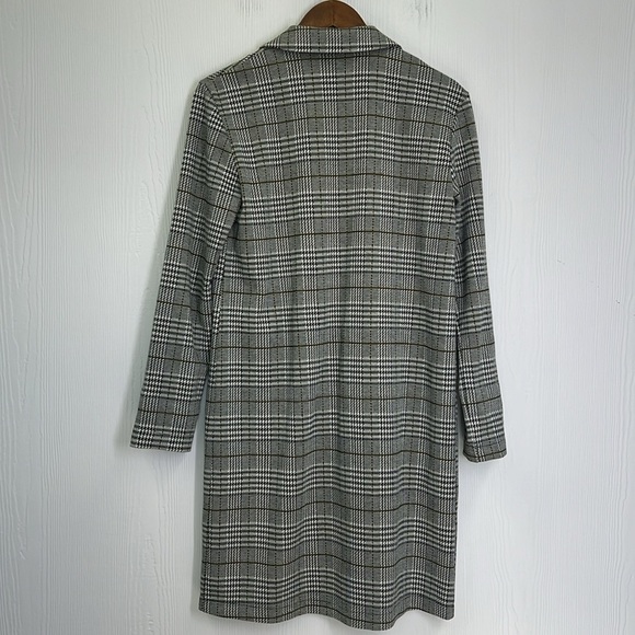 H&M - Tweed Black And White Green Stripe 2 Button Snap Long Blazer Size XS - Picture 13 of 14